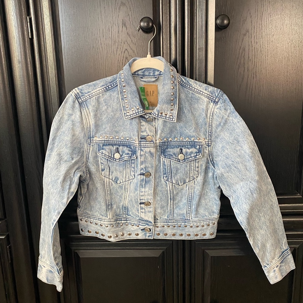 NWT GAP Light Blue Denim Jacket with Studs